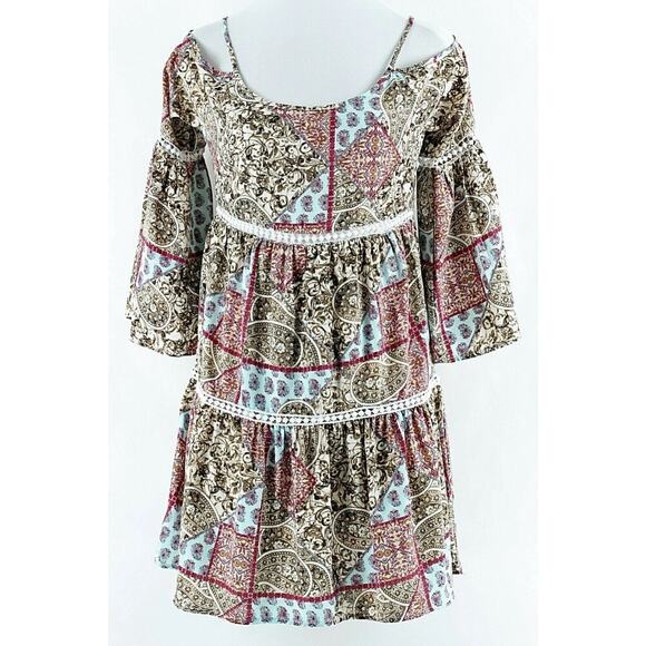 Design Lab Womens Small Bohemian Hippie Flowy Tunic Cottage Core Peasant Dress - Picture 14 of 15
